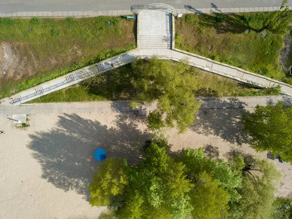 Senderos Para Caminar Parque Primavera Vista Aérea Del Dron — Foto de Stock