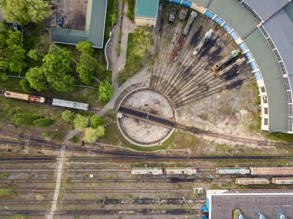 Eisenbahngleise Depot Drohnenblick Aus Der Luft — Stockfoto