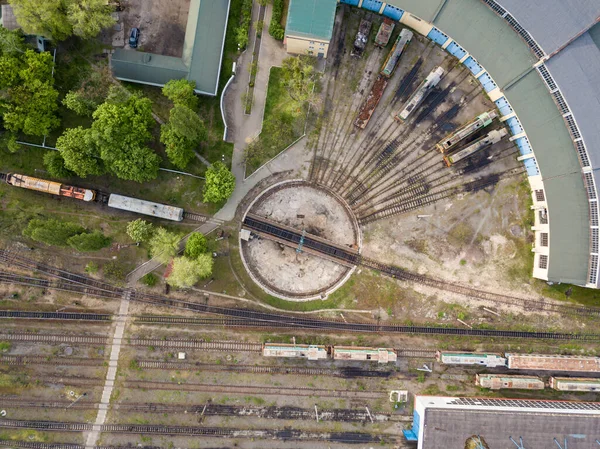 Eisenbahngleise Depot Drohnenblick Aus Der Luft — Stockfoto