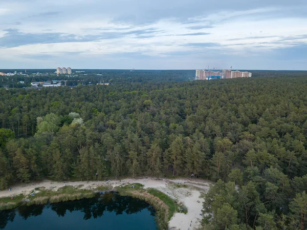 Danau Taman Musim Semi Tampilan Drone Udara — Stok Foto