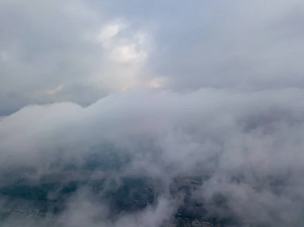 Vista Kiev Acima Das Nuvens Amanhecer Vista Aérea Drones — Fotografia de Stock