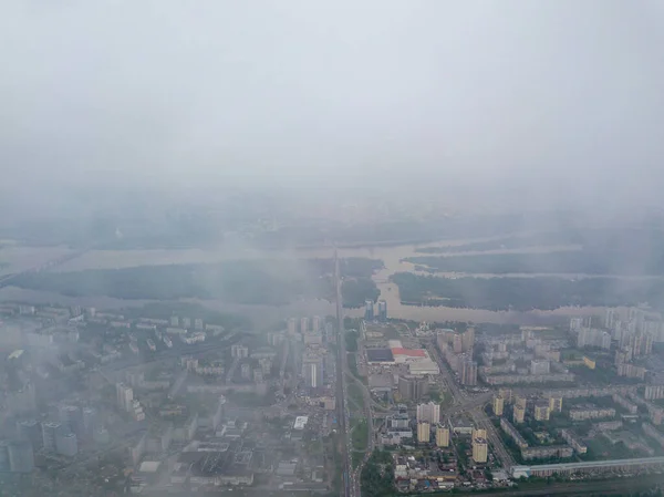 Vista Kiev Acima Das Nuvens Amanhecer Vista Aérea Drones — Fotografia de Stock