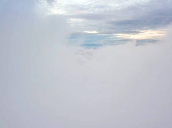 Aerial High Flight Clouds Rays Rising Sun Break Clouds — Stock Photo, Image