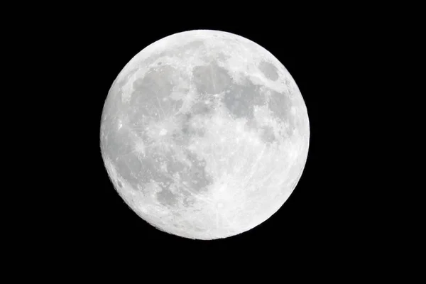 Luna Piena Nel Cielo Nero Vista Dettagliata — Foto Stock