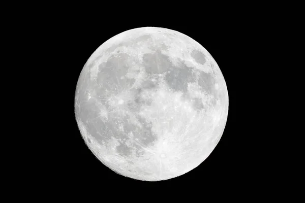 Pleine Lune Dans Ciel Noir Vue Détaillée — Photo