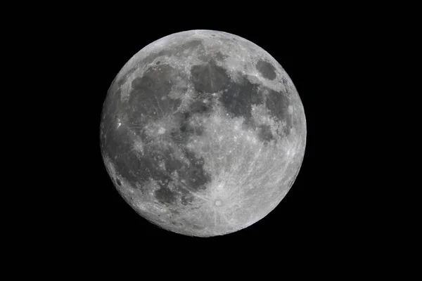 Full Moon Black Sky Detailed View — Stock Photo, Image