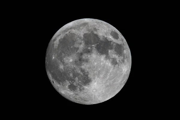 Полная Луна Черном Небе Подробный Обзор — стоковое фото