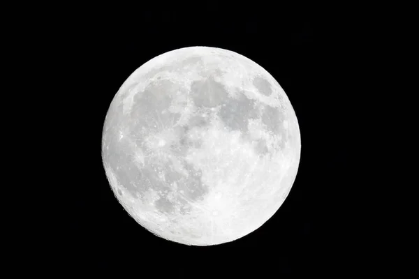 Полная Луна Черном Небе Подробный Обзор — стоковое фото