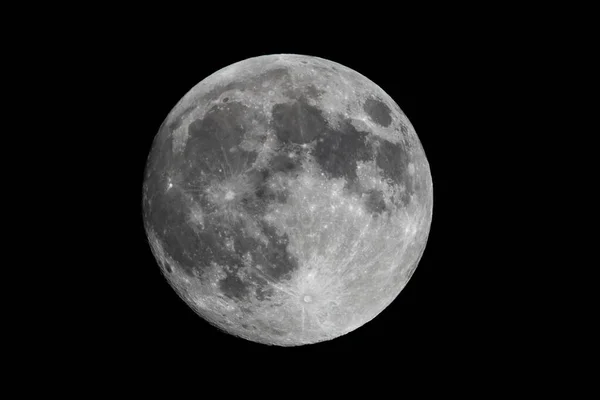 Vollmond Schwarzen Himmel Detailansicht — Stockfoto