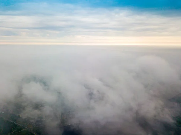 High Flight Clouds Kiev Spring Cloudy Morning Aerial High View — Stock Photo, Image