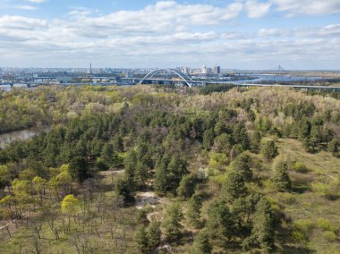 Şehirdeki orman. Hava aracı görünümü.