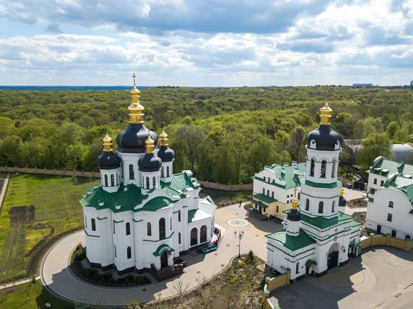 Православная Церковь Окраине Леса Воздушный Беспилотник — стоковое фото