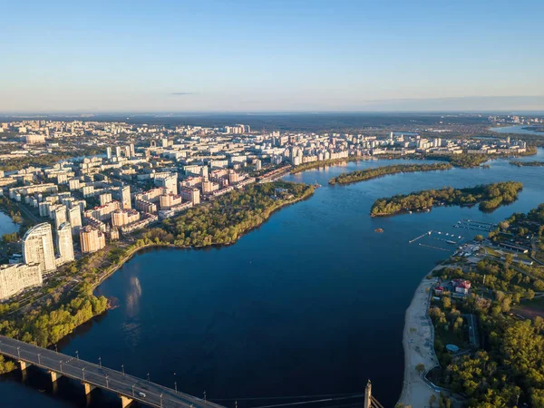 Kiev Deki Dinyeper Nehri Hava Aracı Görünümü — Stok fotoğraf