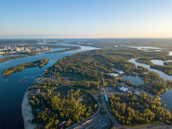 Kiev Deki Dinyeper Nehri Hava Aracı Görünümü — Stok fotoğraf