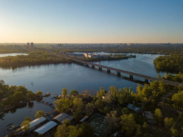 Dnieper River Kiev Aerial Drone View — Stock Photo, Image