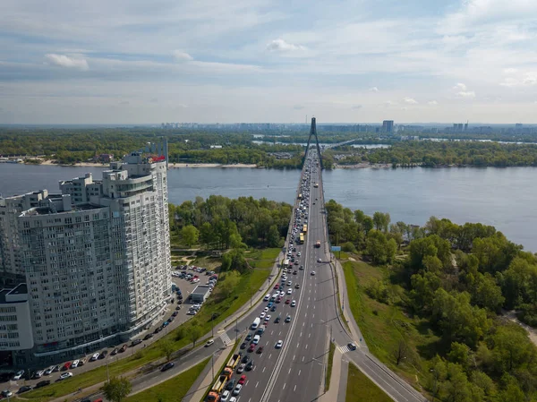 Bridge River Kiev Aerial Drone View — Stock Photo, Image