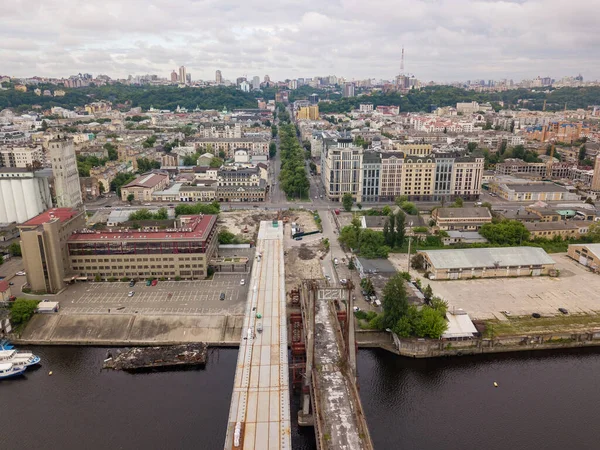 Unfinished Bridge Kiev Aerial Drone View — Stock Photo, Image