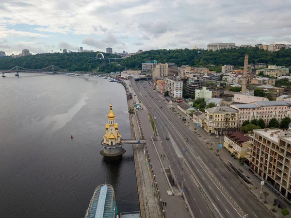 Kiev Deki Dinyeper Nehri Hava Aracı Görünümü — Stok fotoğraf