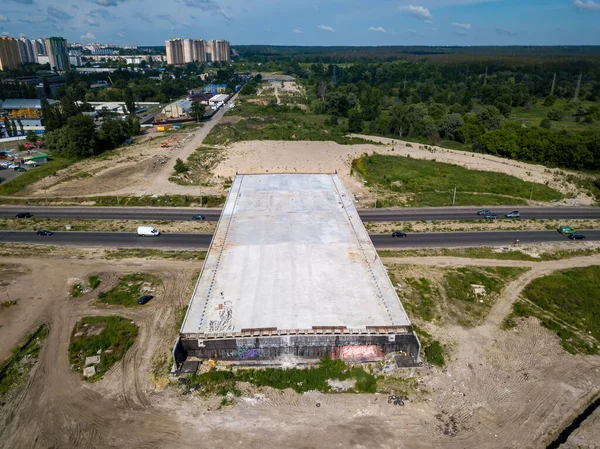 Unfinished Bridge Road Aerial Drone View — Stock Photo, Image