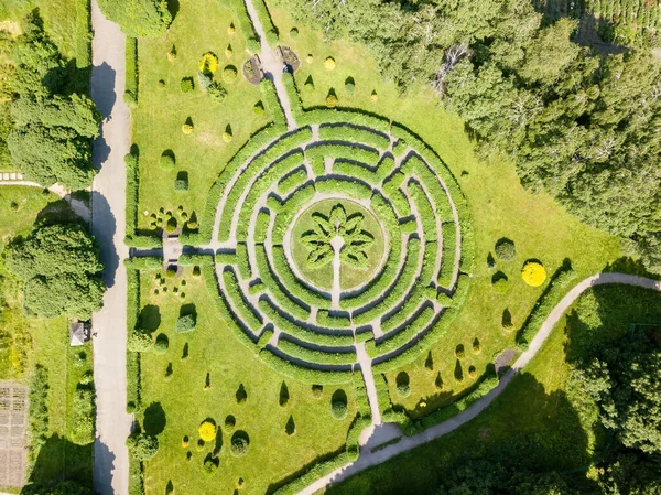 植物の迷路 空中ドローンビュー — ストック写真