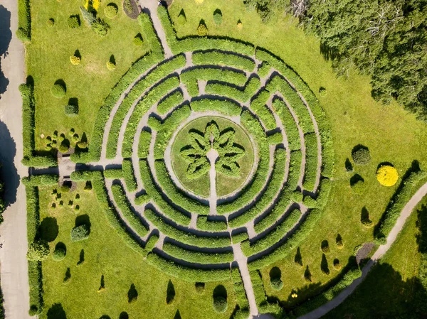 植物の迷路 空中ドローンビュー — ストック写真