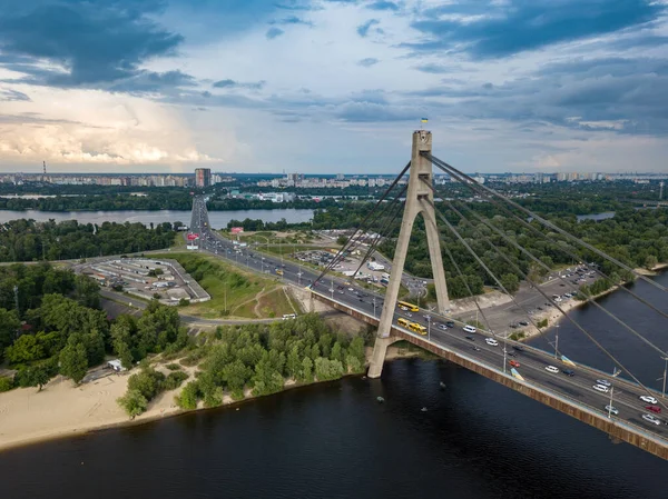 Jembatan Utara Kiev Tampilan Drone Udara — Stok Foto