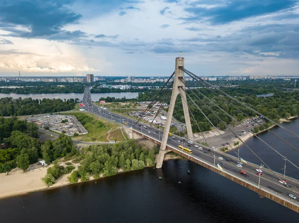 Північний Міст Києві Повітряний Дрон — стокове фото