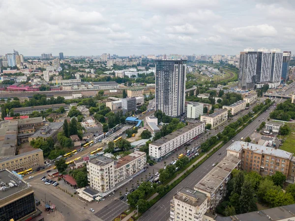 Häuser Zentrum Von Kiew Drohnenblick Aus Der Luft — Stockfoto