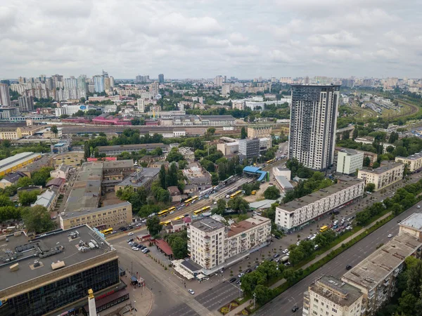 Häuser Zentrum Von Kiew Drohnenblick Aus Der Luft — Stockfoto