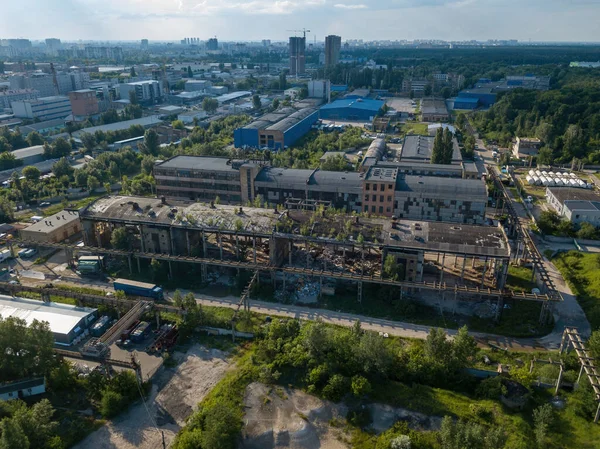 Industrial Area Kiev Aerial Drone View — Stock Photo, Image
