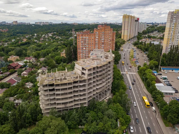 Abandoned House Construction Kiev Aerial Drone View — Stock Photo, Image