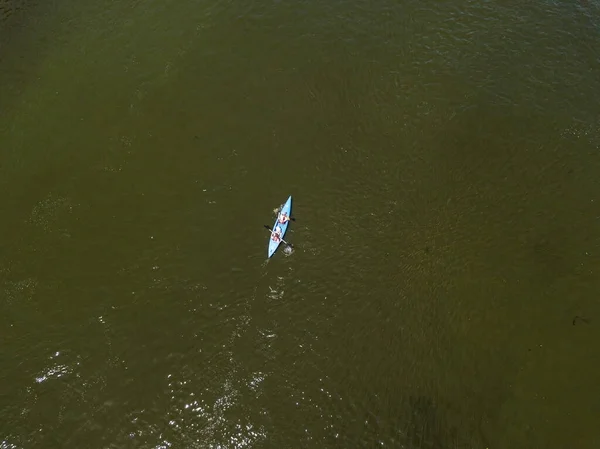 Caiaque Rio Verão Vista Aérea Drones — Fotografia de Stock