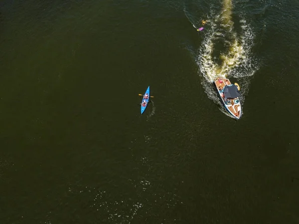 Caiaque Rio Verão Vista Aérea Drones — Fotografia de Stock