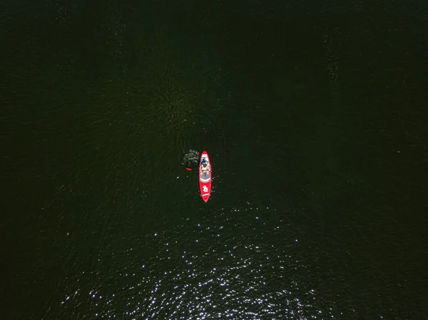 Kayak Río Verano Vista Aérea Del Dron —  Fotos de Stock