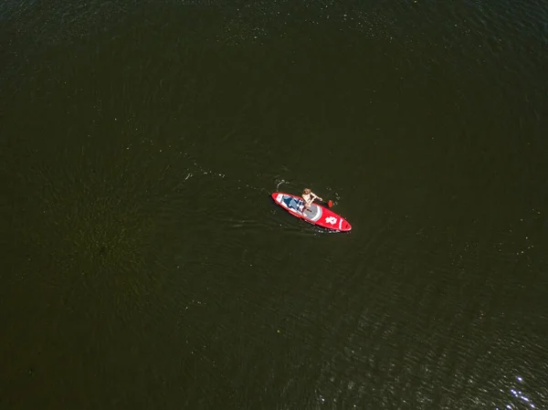 Caiaque Rio Verão Vista Aérea Drones — Fotografia de Stock