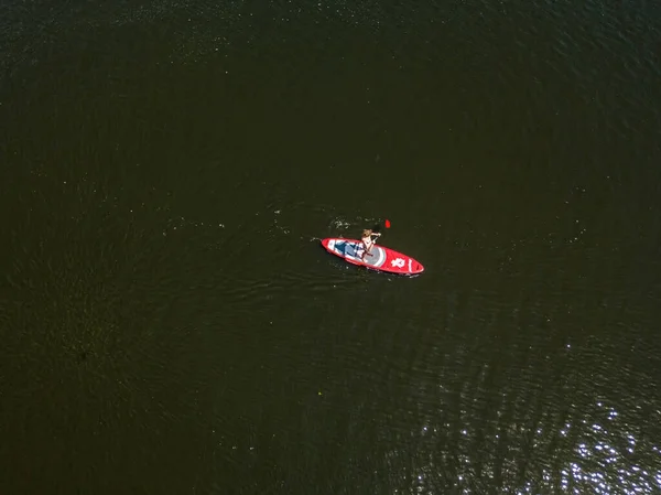 Caiaque Rio Verão Vista Aérea Drones — Fotografia de Stock