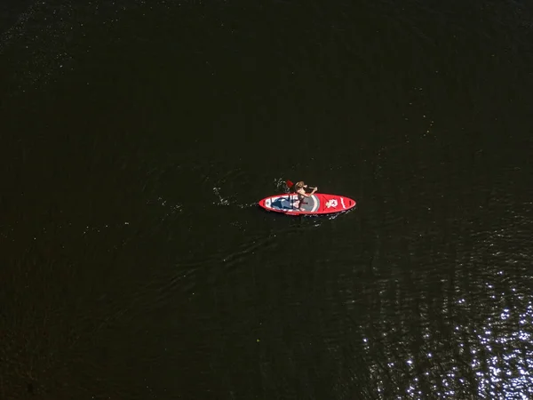 Kayak River Summer Aerial Drone View — Stock Photo, Image