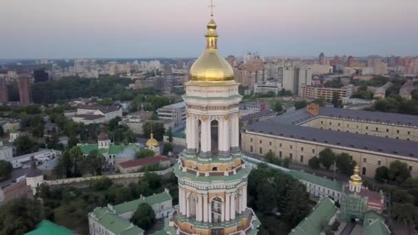 Terbang Atas Kiev Pechersk Lavra Saat Matahari Terbit Pagi Yang — Stok Video