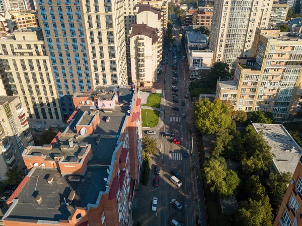 Casas Zona Negocios Kiev Día Soleado Verano Vista Aérea Del — Foto de Stock