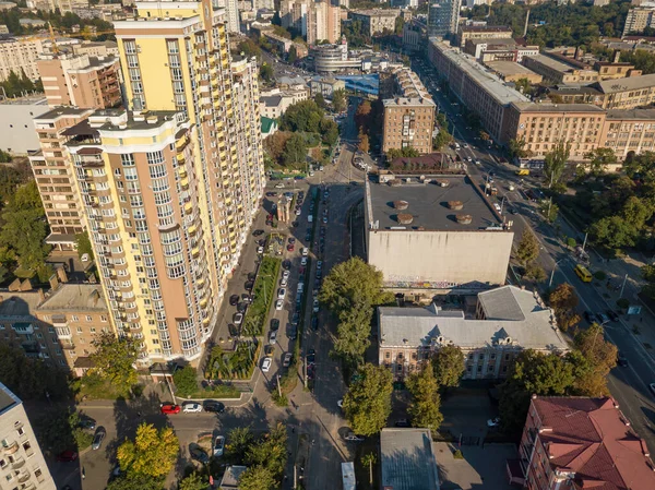 Casas Zona Negocios Kiev Día Soleado Verano Vista Aérea Del —  Fotos de Stock