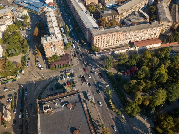 Дома Деловой Зоне Киева Летний Солнечный День Воздушный Беспилотник — стоковое фото