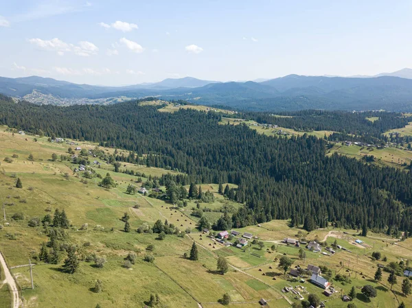 Montagne Verdi Dei Carpazi Ucraini Una Soleggiata Mattina Estate Alberi — Foto Stock