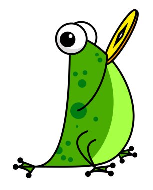 Çizgi film kurbağa madeni para ile