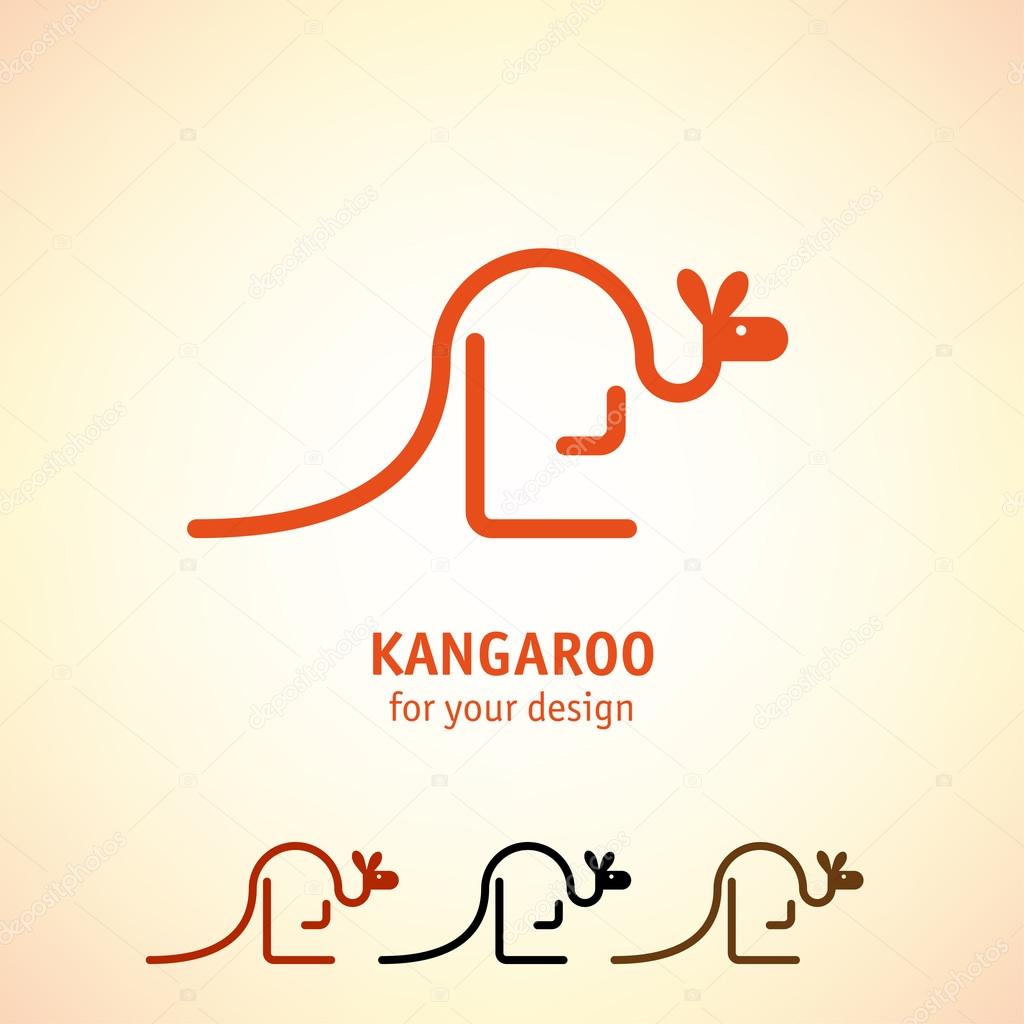 Simple lines kangaroo icons set