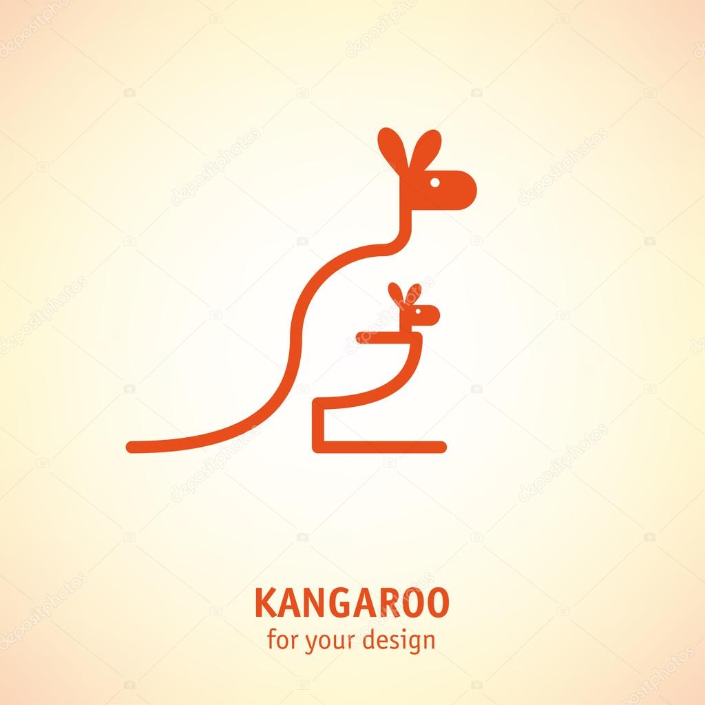 Kangaroo with baby simple lines icon