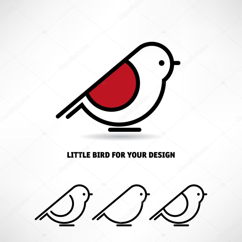 Little bird icons set on white background