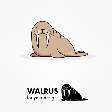 Cartoon walrus set clipart
