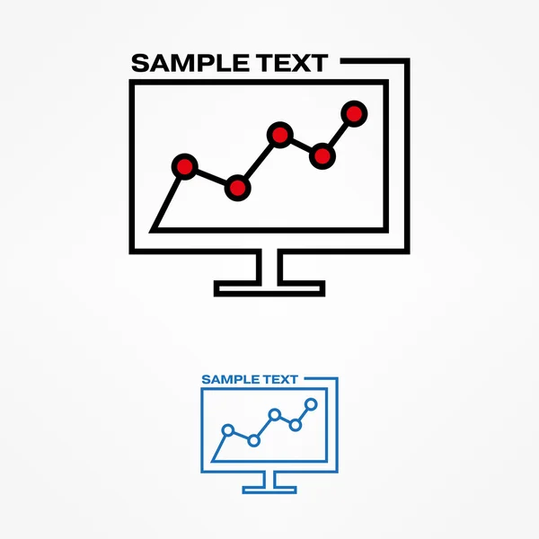 Computer met grafiek pictogram — Stockvector