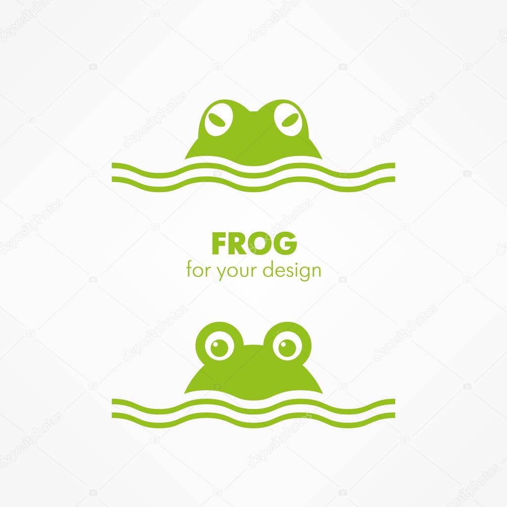 Green frog head icon set