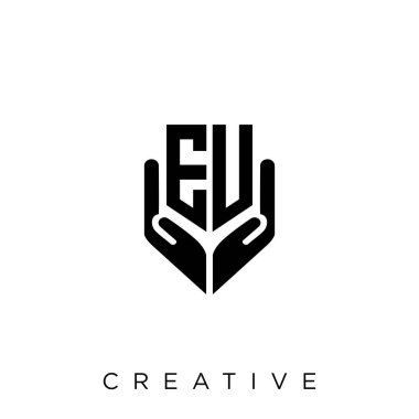 eu hand shield logo tasarımı vektör simgesi lüksü 